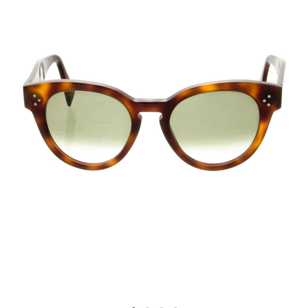 Celine Round Tortoise Gradient Sunglasses With Go… - image 2